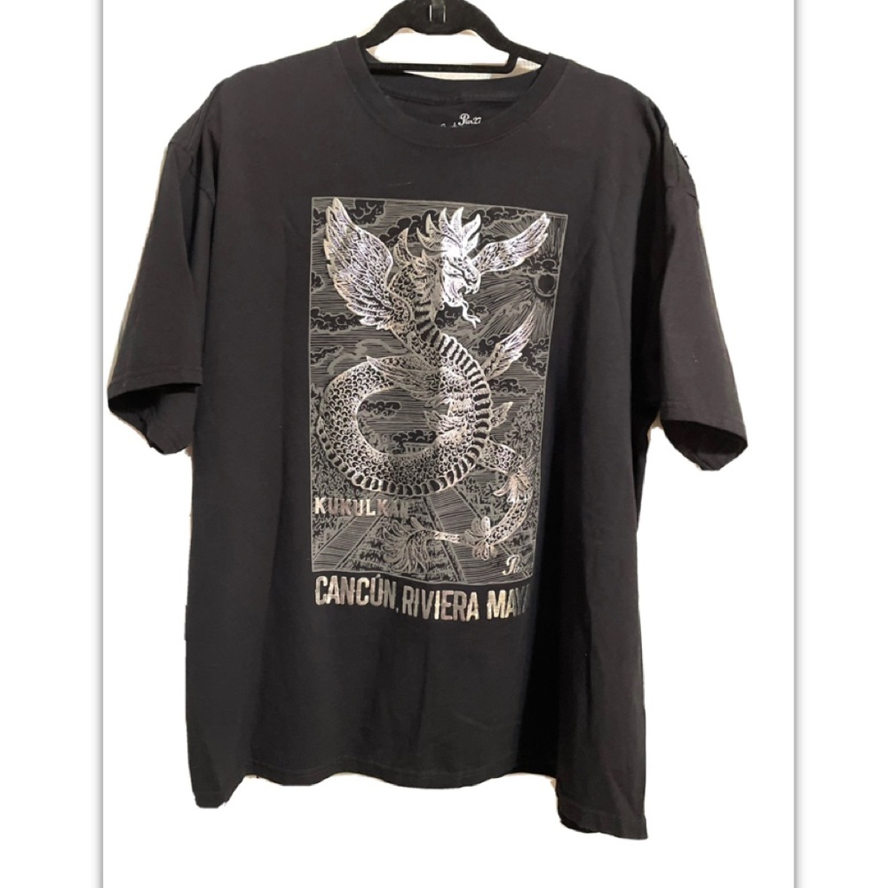 Pier 27 Cancun Riviera Maya Graphic Dragon Shirt Black Short Sleeve Sz XXL/EEG.